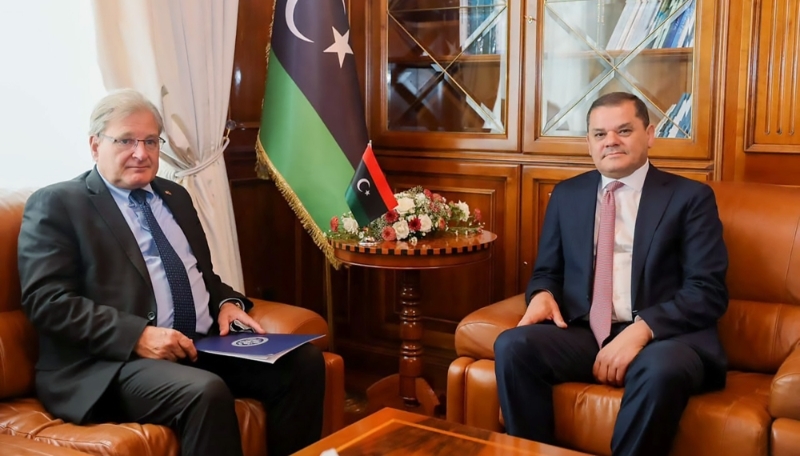 Abdelhamid Dabaiba meets with the U.S. Ambassador to Libya, Richard Norland in Tripoli, 28 June, 2022.