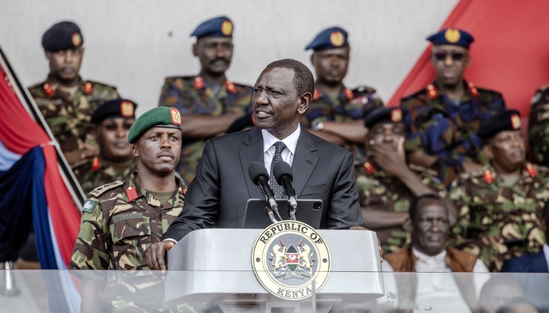 Kenyan president William Ruto during a ceremony in honour of the military officers killed in a helicopter crash in Nairobi, on 20 April, 2024.
