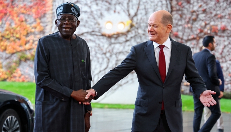 Nigerian president Bola Ahmed Tinubu and German chancellor Olaf Scholz in Berlin on 20 November 2023.