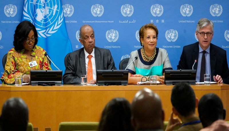 Shirley Ayorkor Botchwey, Ghana's Minister of Foreign Affairs; Atul Khare, Under-Secretary-General for Operational Support; Catherine Pollard, Under-Secretary-General for Management Strategy, Policy and Compliance; and Jean-Pierre Lacroix, Under-Secretary-General for Peace Operations, on 22 September 2023 in New York.