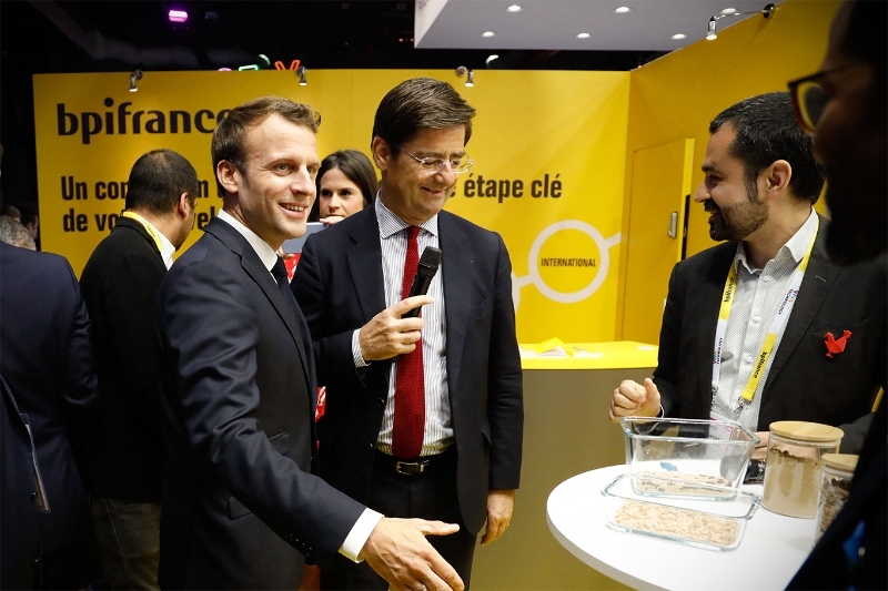 President Emmanuel Macron with Nicolas Dufourcq (centre), head of Bpifrance.