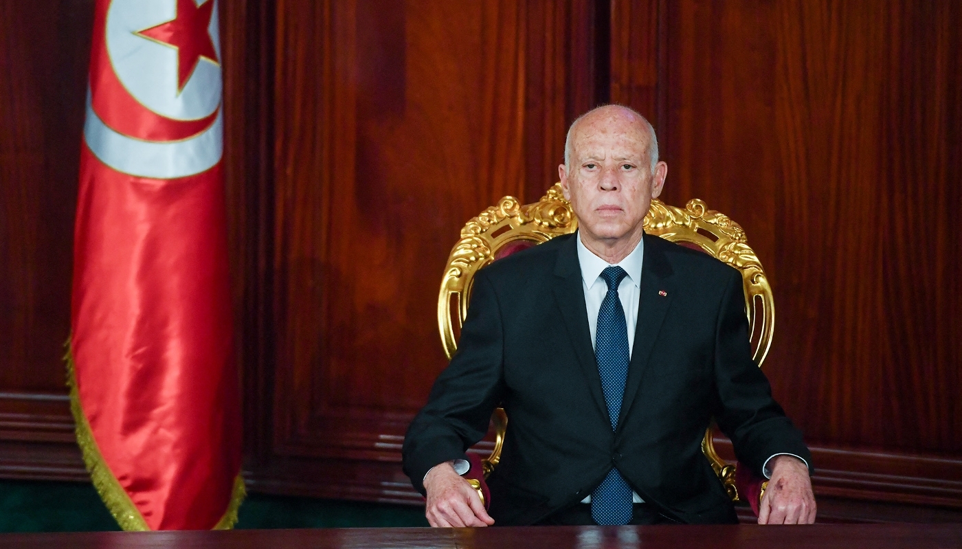 Tunisian President Kaïs Saïed at his swearing-in ceremony at the National Assembly, Tunis, 21 October 2024.