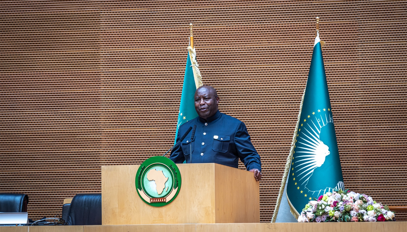 Burundi President Évariste Ndayishimiye in Addis Ababa on 15 February 2026.