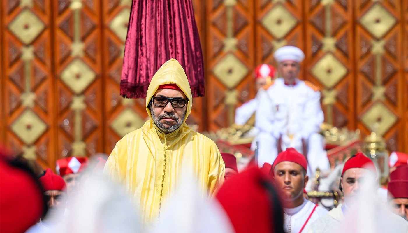 Morocco's King Mohammed VI attending a ceremony of allegiance to mark the 25th anniversary of his enthronement at the Tetouan palace on 30 July 2024.