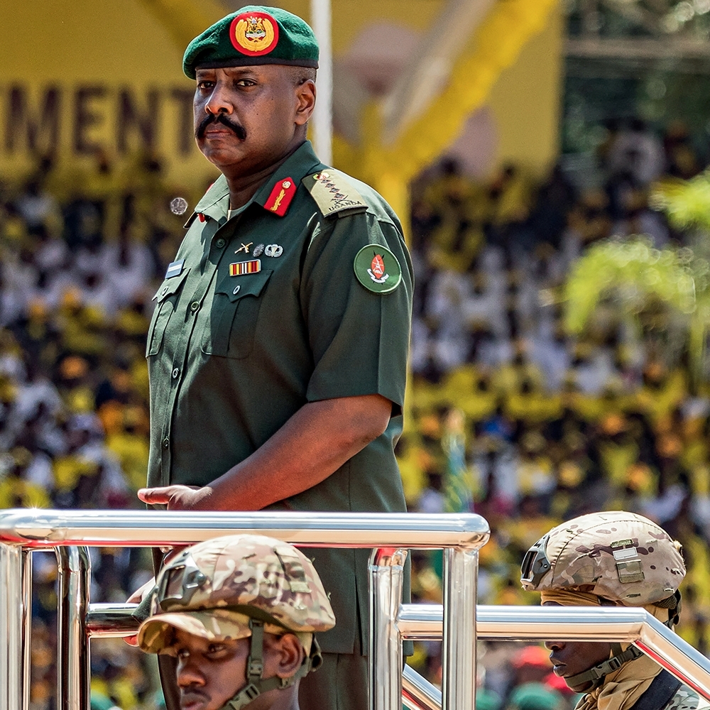 Uganda Peoples' Defence Forces commander Muhoozi Kainerugaba, son of President Yoweri Museveni, in Kampala on 12 May 2026.