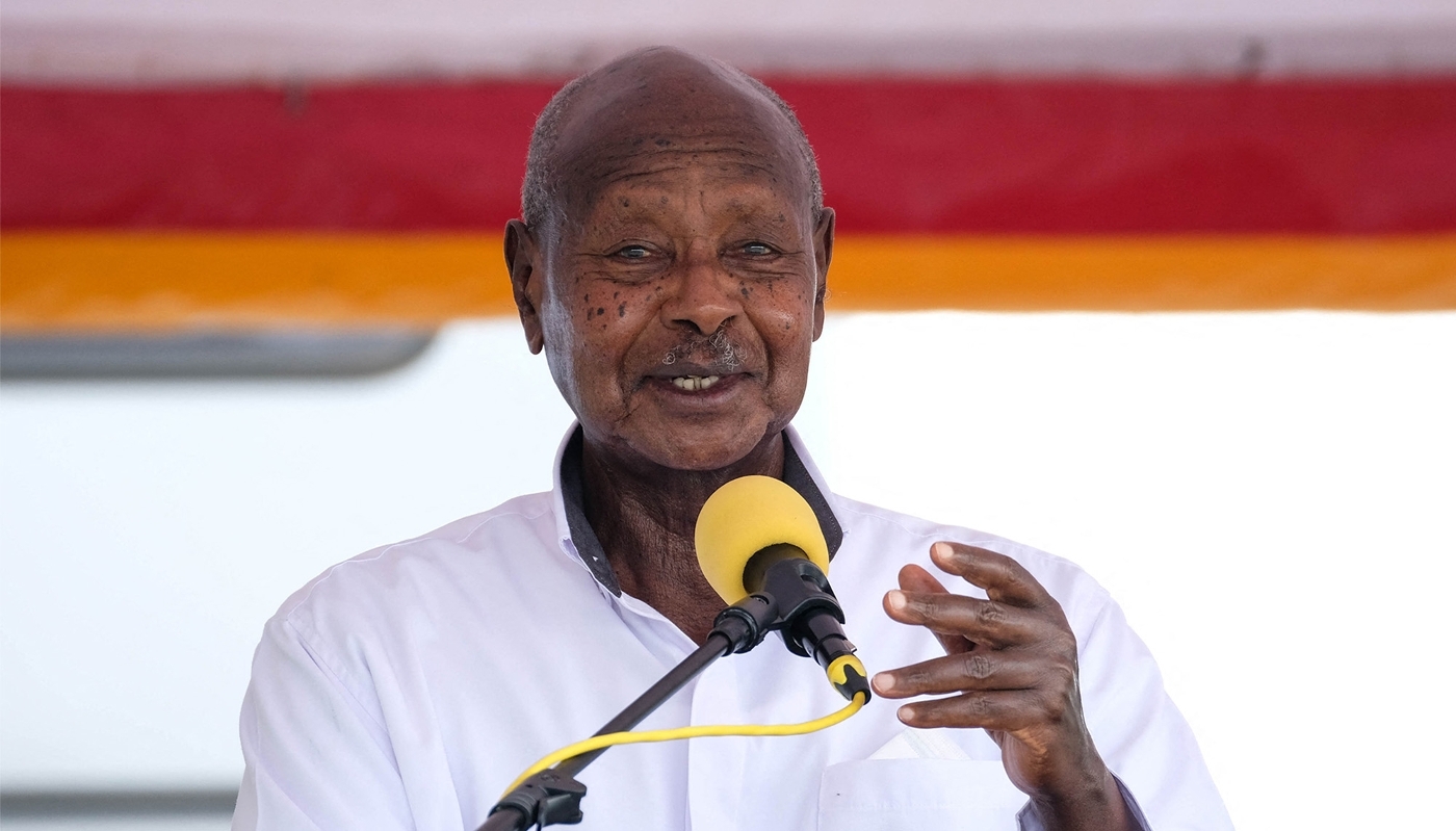 Ugandan President Yoweri Museveni in Kikuube District, Uganda, on 2 September 2026.