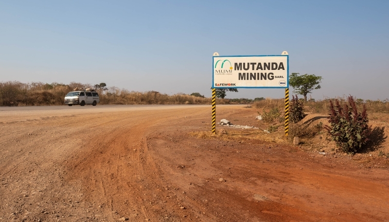 The entrance to Mutanda Mine in the DRC on 19 June 2023.