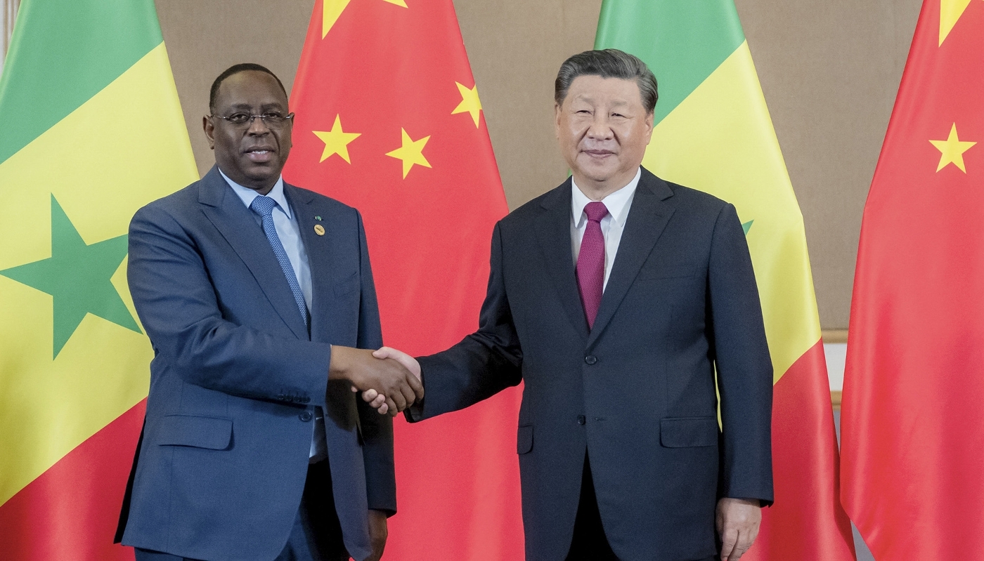Macky Sall, then president of Senegal, and his Chinese counterpart, Xi Jinping, in Johannesburg, South Africa, on 23 August 2023.