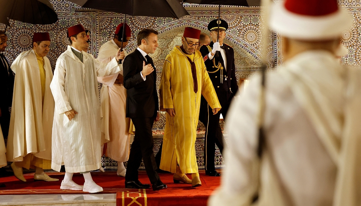 France's president, Emmanuel Macron, and Morocco's king, Mohammed VI, in Rabat, on 29 October 2024.