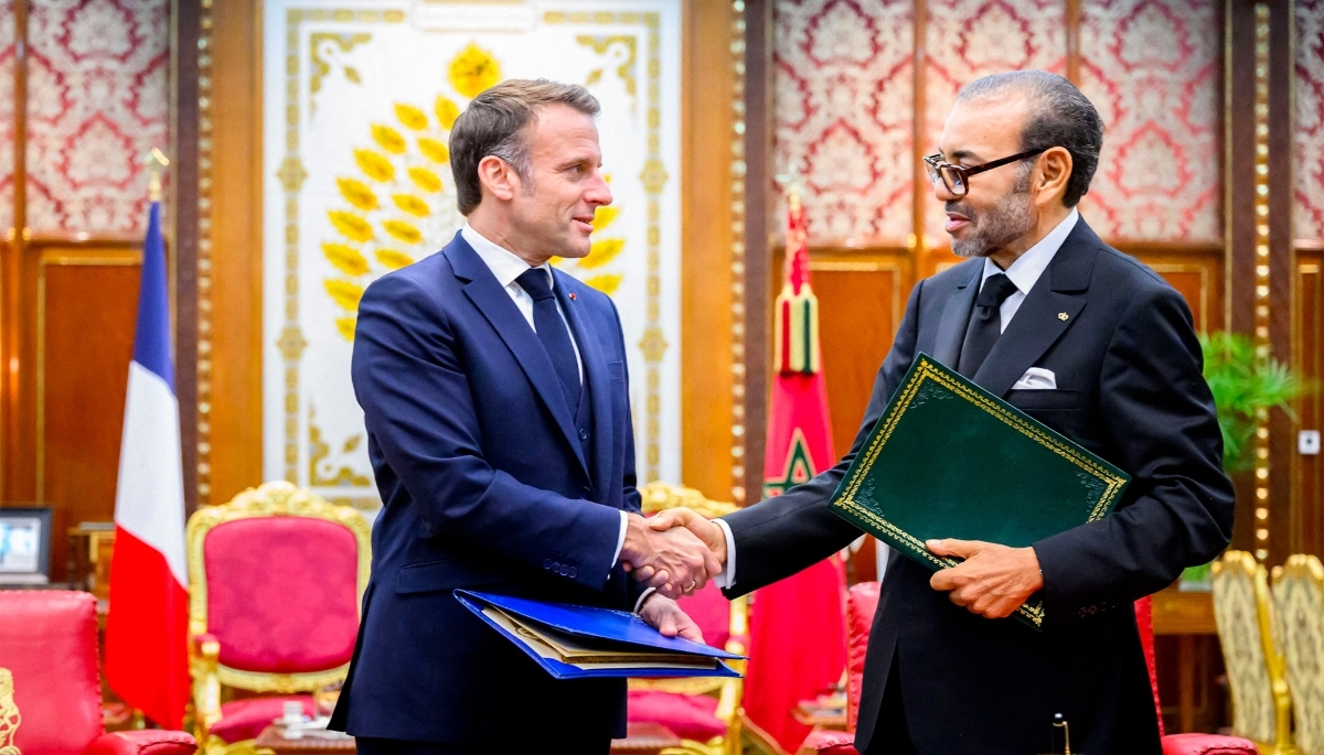 French President Emmanuel Macron and Moroccan King Mohammed VI in Rabat in October 2024.