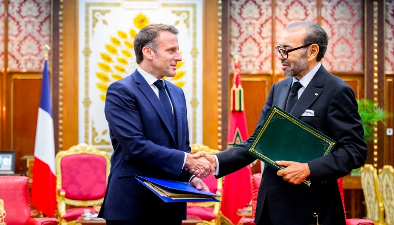 French President Emmanuel Macron and Moroccan King Mohammed VI in Rabat in October 2024.