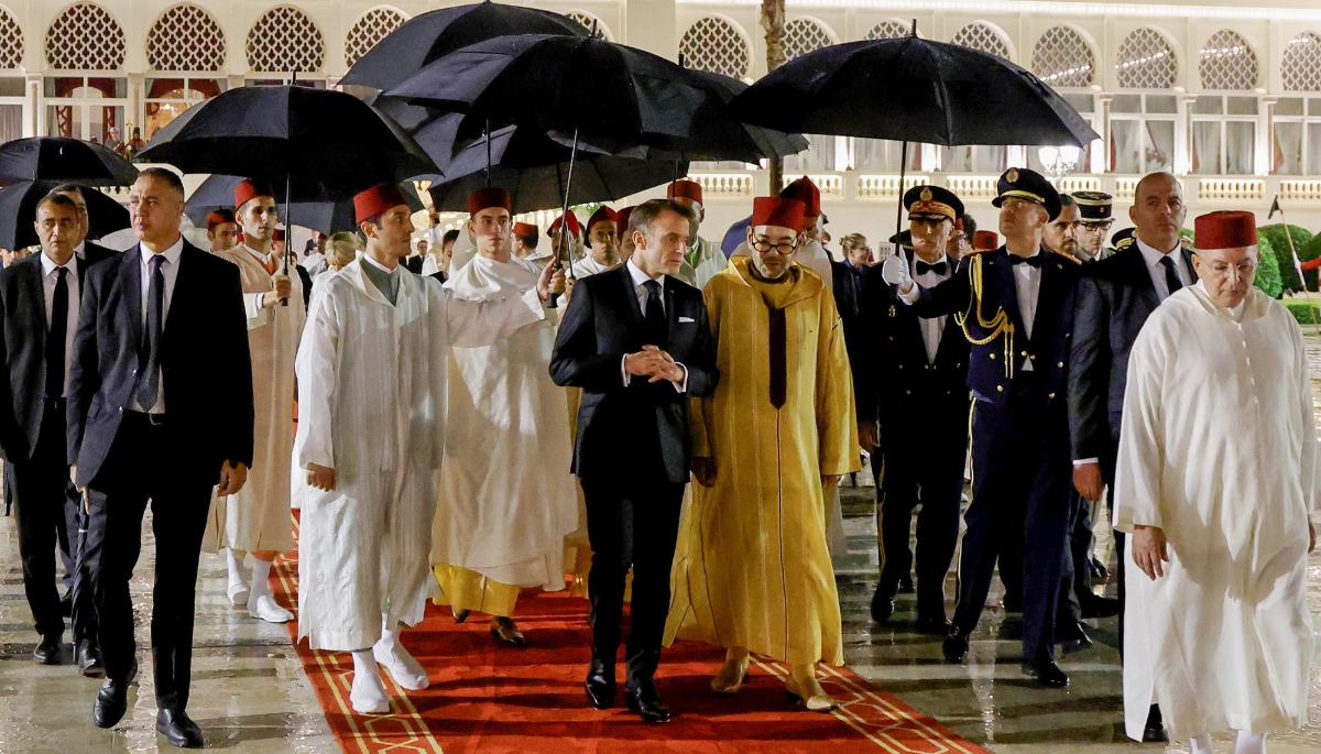 France's President Emmanuel Macron and Morocco's King Mohammed VI in Rabat on 29 October 2024.