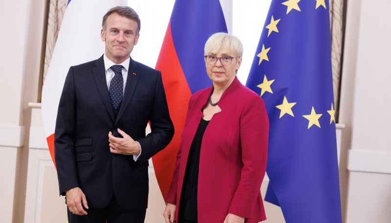 French President Emmanuel Macron with Slovenian President Nataša Pirc Musar in Ljubljana, 21 October 2025.