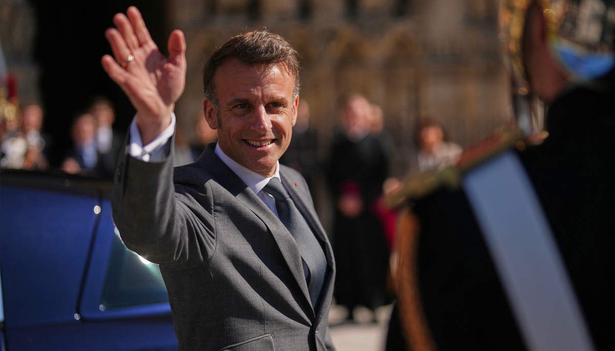 French President Emmanuel Macron in Paris, 2 April 2025. 