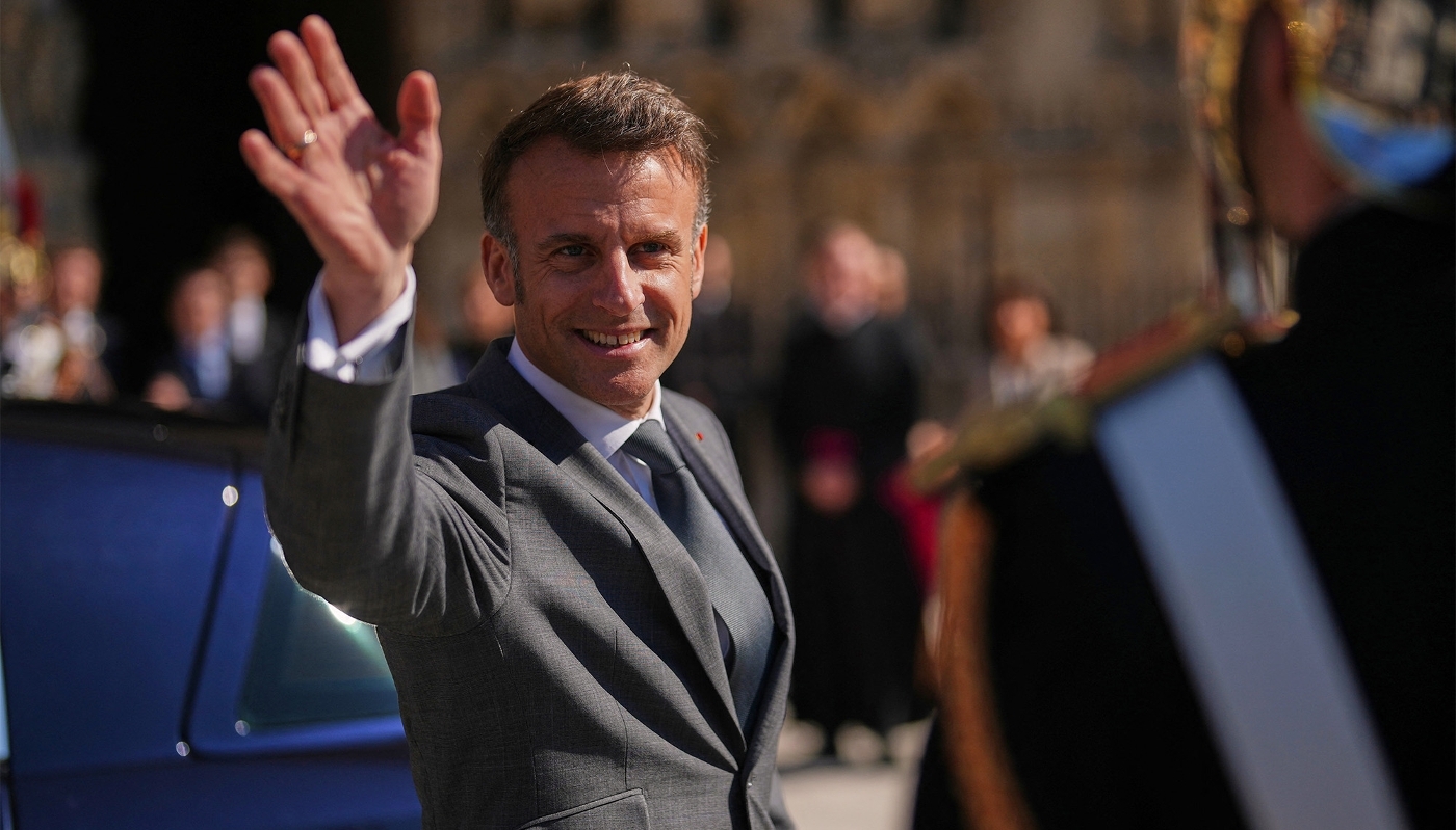 French President Emmanuel Macron in Paris, 2 April 2025.