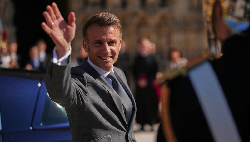 French President Emmanuel Macron in Paris, 2 April 2025. 