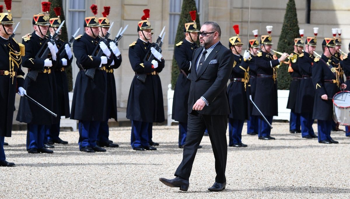 Moroccan King Mohammed VI at the Elysée Palace in Paris, 10 April 2018.