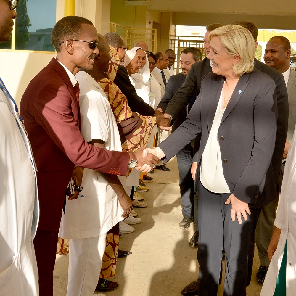 Marine Le Pen, the National Rally’s candidate in the 2027 French presidential election, in N’Djamena in April 2017