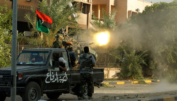 Libyan rebels in Abu Salim district in Tripoli, August 2011.