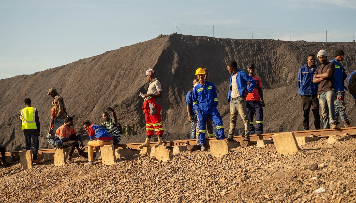 Copper mine employees in Kitwe, Zambia, in October 2018.