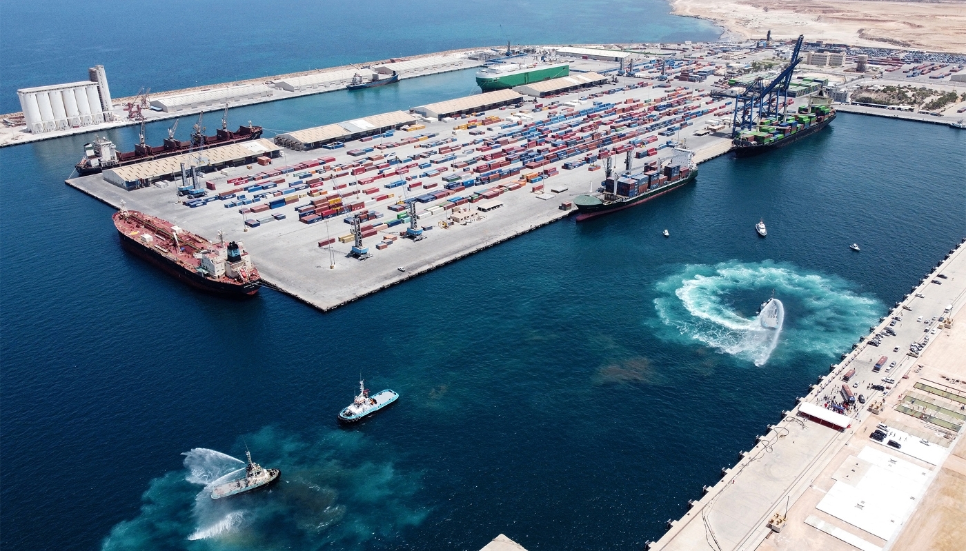A view of loading docks at the port of Misrata in northwestern Libya, June 2022.