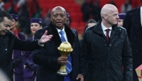 CAF president Patrice Motsepe (centre), and his FIFA counterpart, Gianni Infantino (right), at the Africa Cup of Nations final in Rabat, on 18 January 2026.