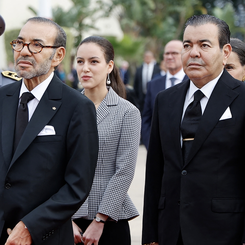 King Mohammed VI of Morocco (centre), accompanied by his brother Moulay Rachid (right) and his son Moulay Hassan (left), in Rabat on 28 October 2024.