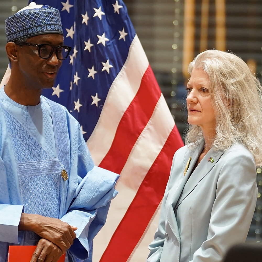 Nigerian National Security Adviser Nuhu Ribadu and US Under Secretary of State for Political Affairs Allison Hooker during the first US-Nigeria Joint Working Group meeting in Abuja, Nigeria, 22 January 2026.