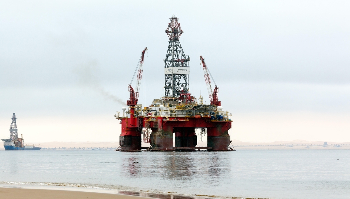 An oil platform in Walvis Bay, Namibia in 2016.
