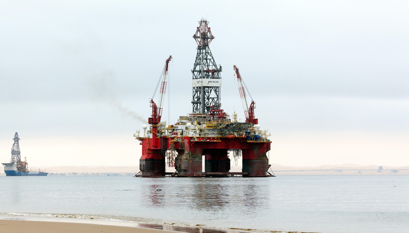 An oil platform in Walvis Bay, Namibia in 2016.