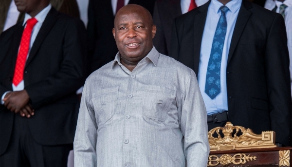 Burundi's President Evariste Ndayishimiye at Ingoma Stadium in Gitega Province, on 9 May 2025.