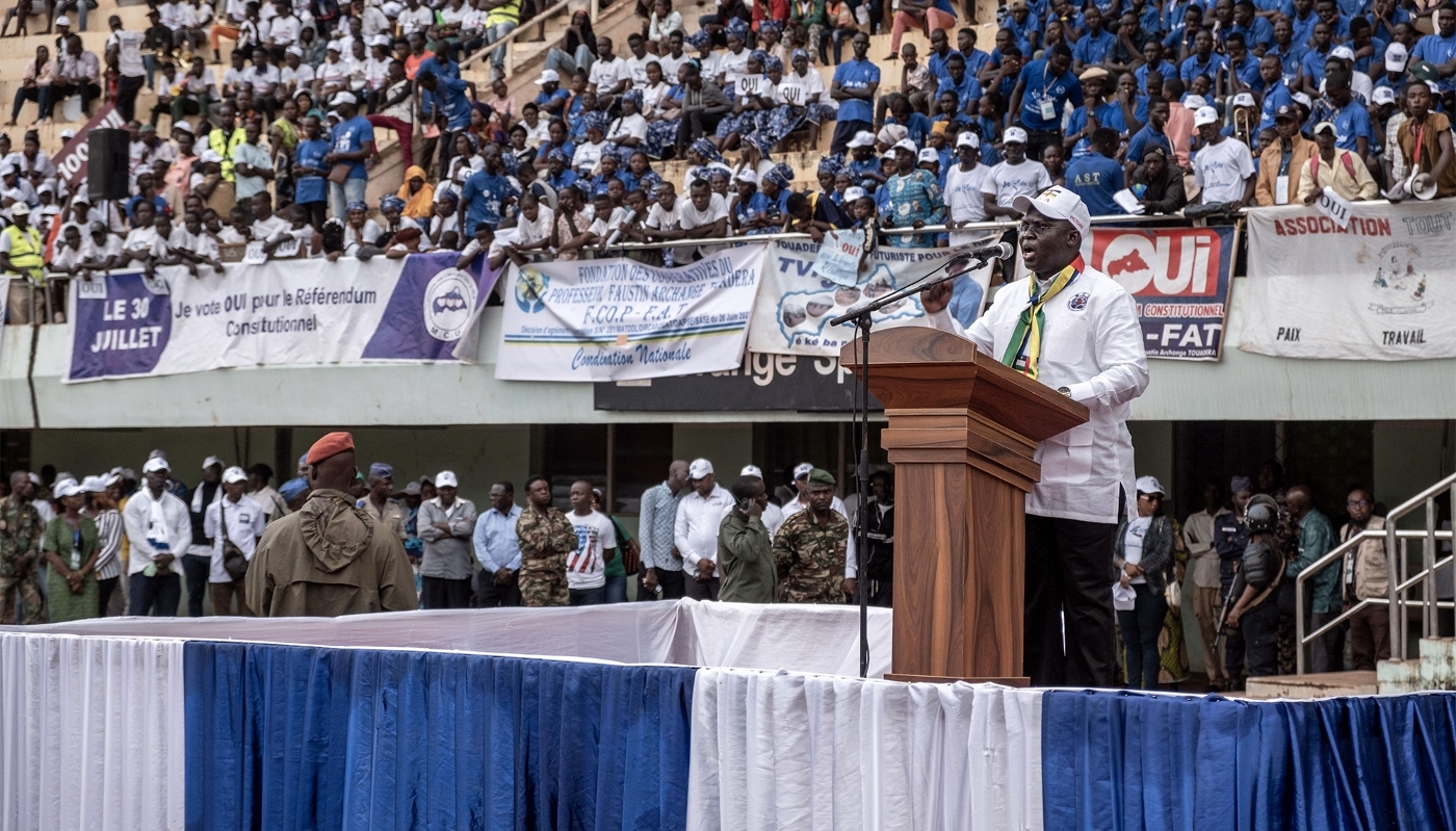 Former National Assembly deputy speaker Évariste Ngamana in Bangui on July 28 2023.
