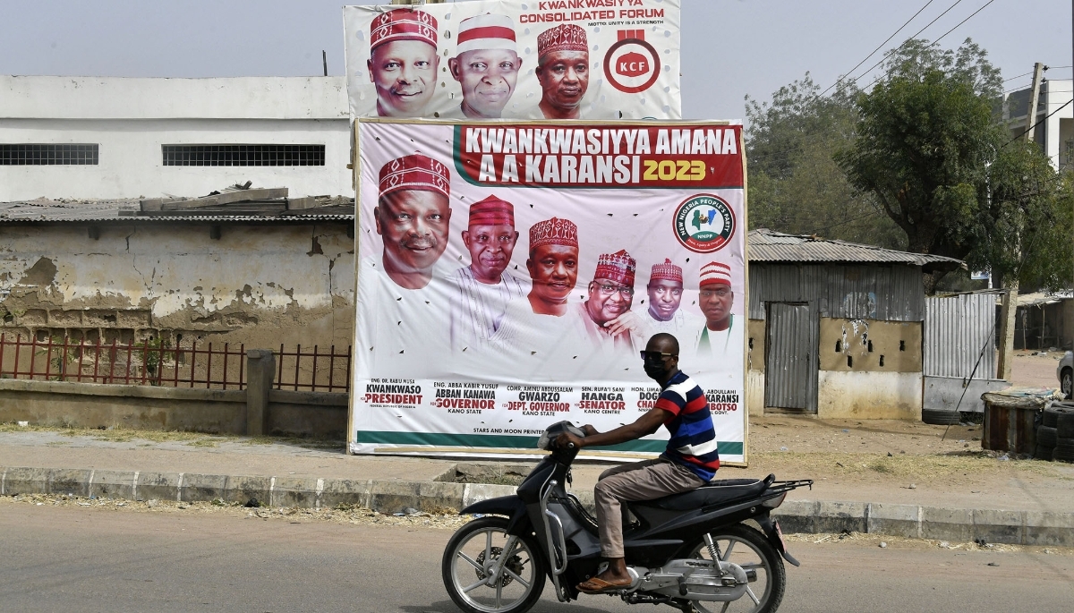 A campaign billboard for Rabiu Kwankwaso in Kano, 8 February 2023.