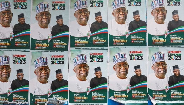 APC's electoral campaign posters for the 2023 presidential election, in Lagos.