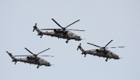 Nigerian Air Force helicopters during celebrations in Lagos, on 23 May 2025.