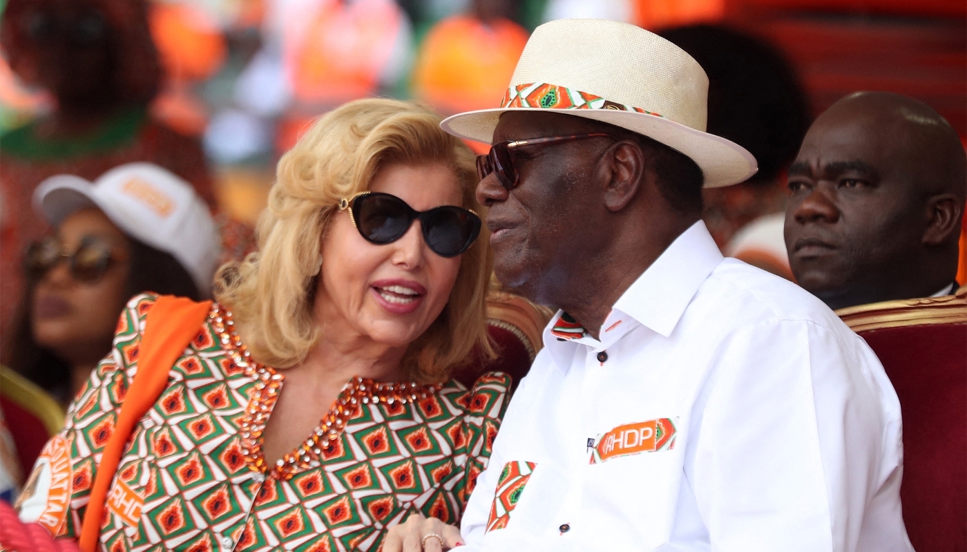 Alassane Ouattara and his wife Dominique Ouattara in Abidjan in October 2025.