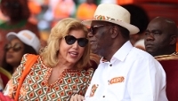 Alassane Ouattara and his wife Dominique Ouattara in Abidjan in October 2025.