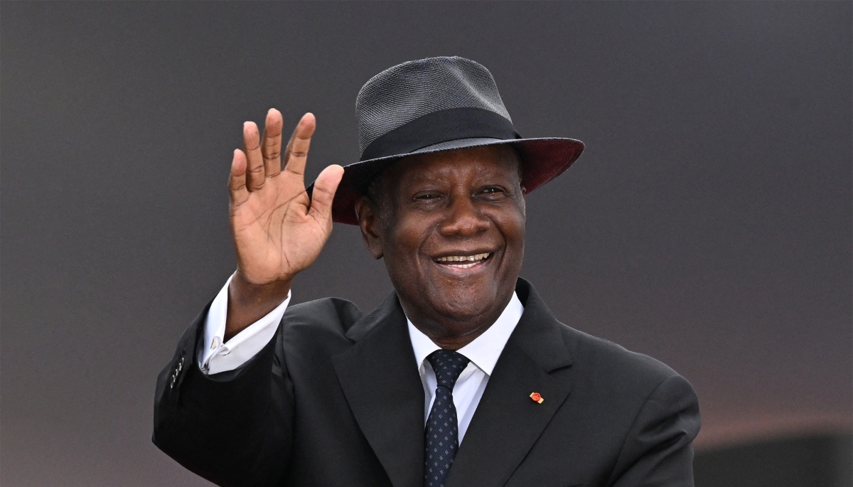 Ivorian President Alassane Ouattara in Bouaké in August 2025. 