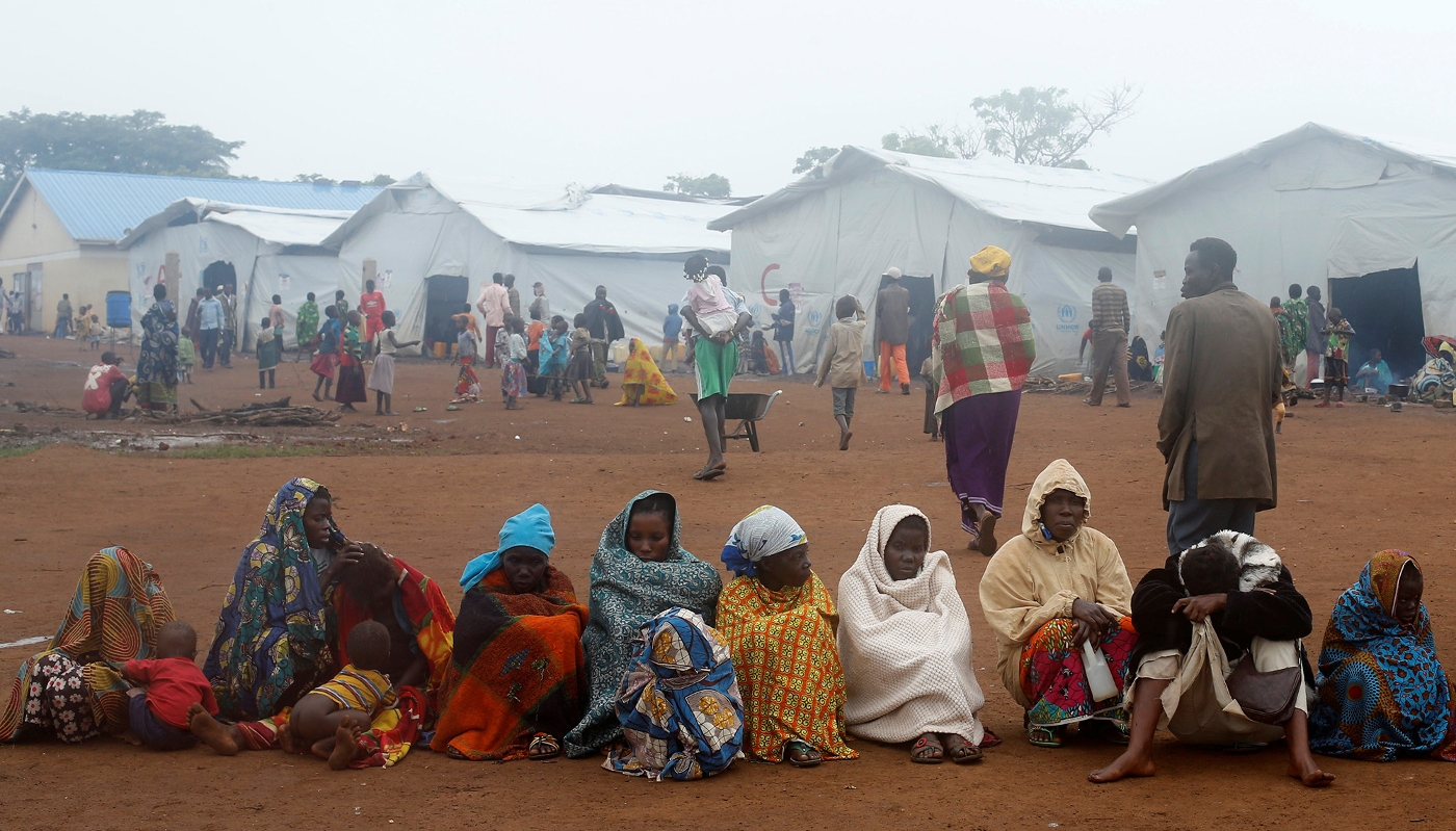 Congolese families at Kyangwali refugee settlement camp, Kikuube District, Uganda, 2018.