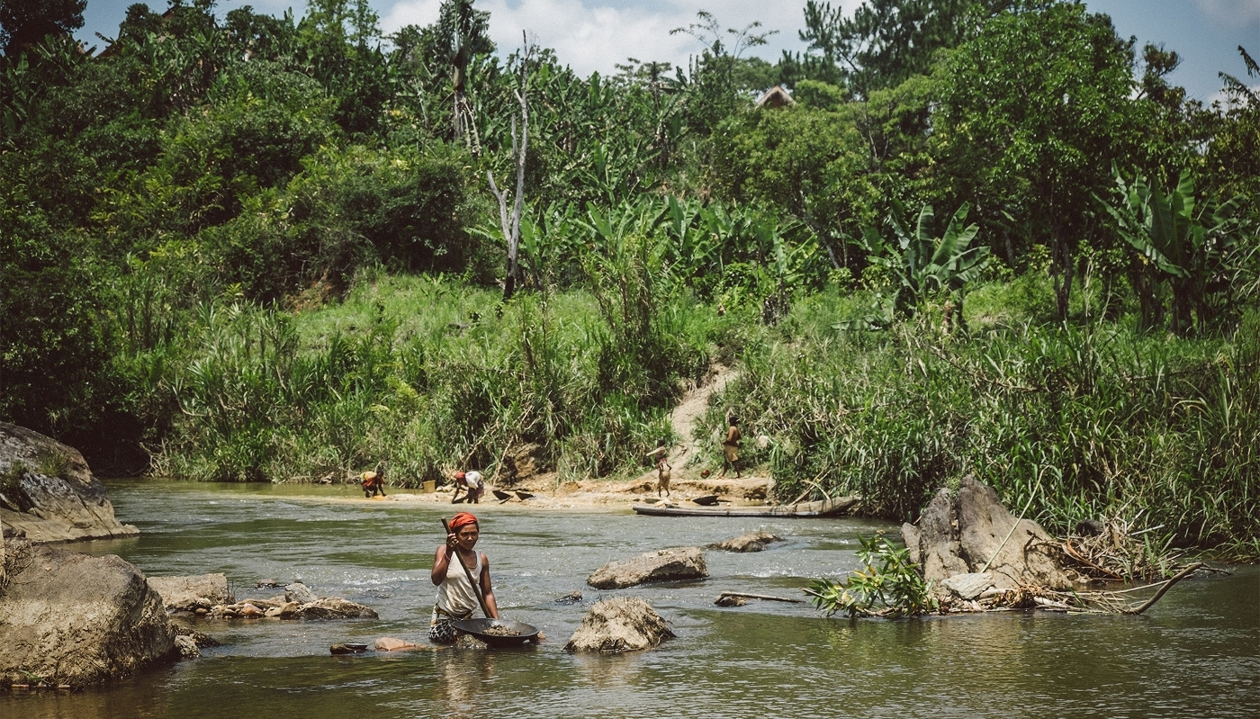 A gold panner near Ranomafana, Madagascar, in October 2014.
