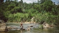 A gold panner near Ranomafana, Madagascar, in October 2014. 