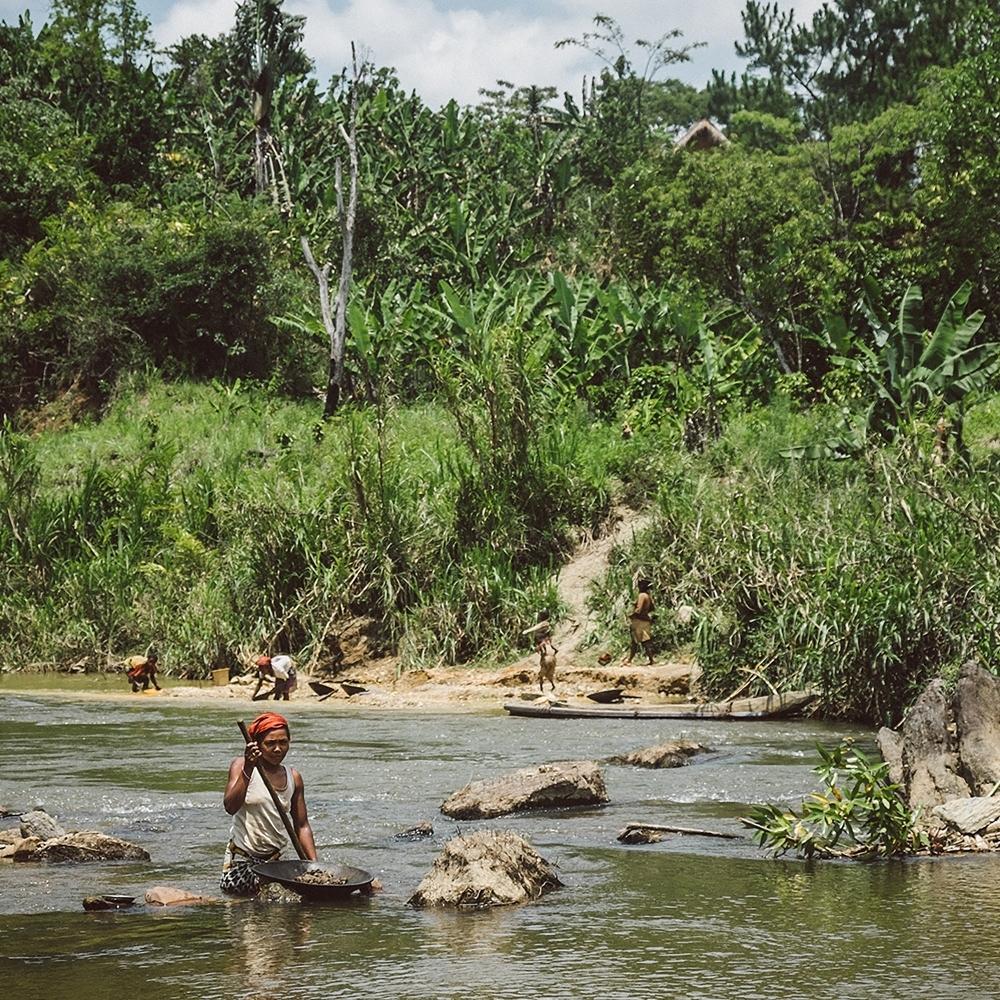 A gold panner near Ranomafana, Madagascar, in October 2014.