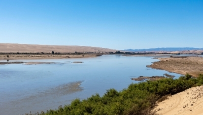 The Orange River near Alexander Bay in the Northern Cape, South Africa, in May 2023.