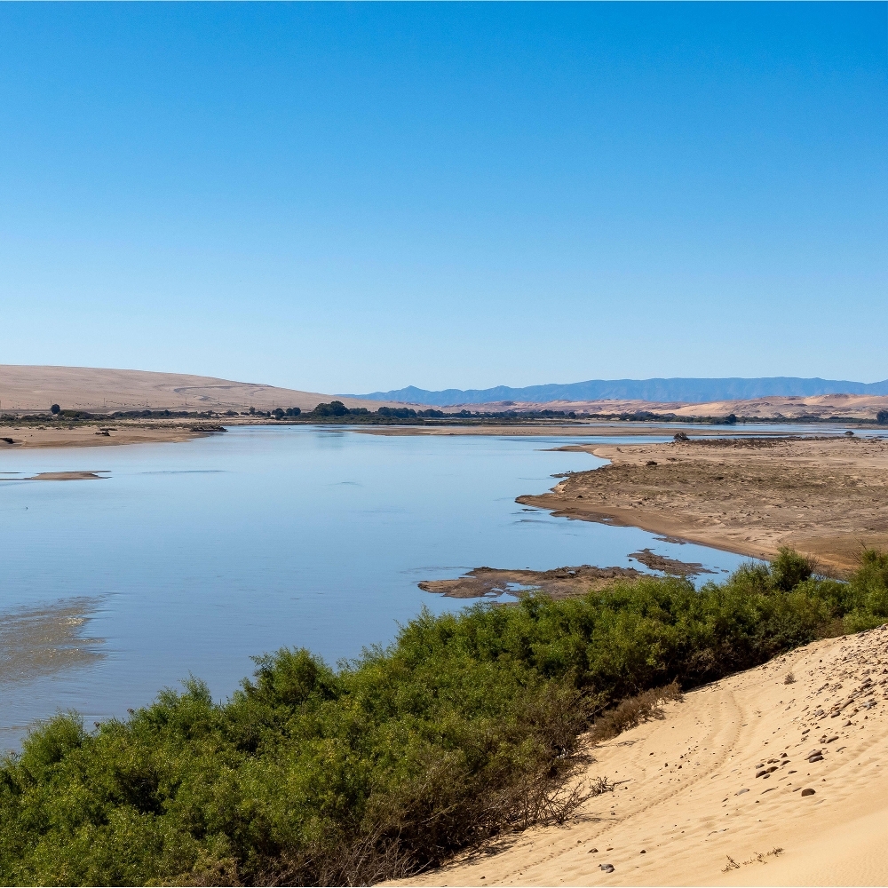 The Orange River near Alexander Bay in the Northern Cape, South Africa, in May 2023.