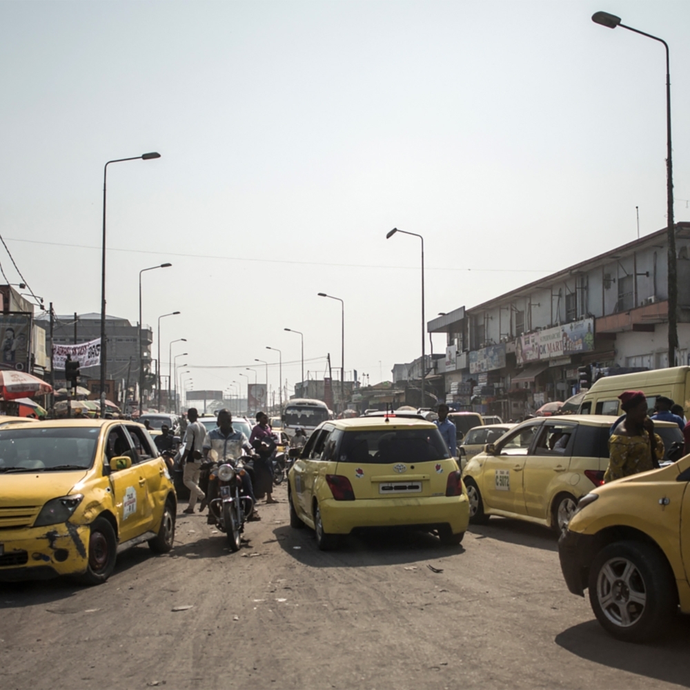 Road traffic in Kinshasa, 2019.