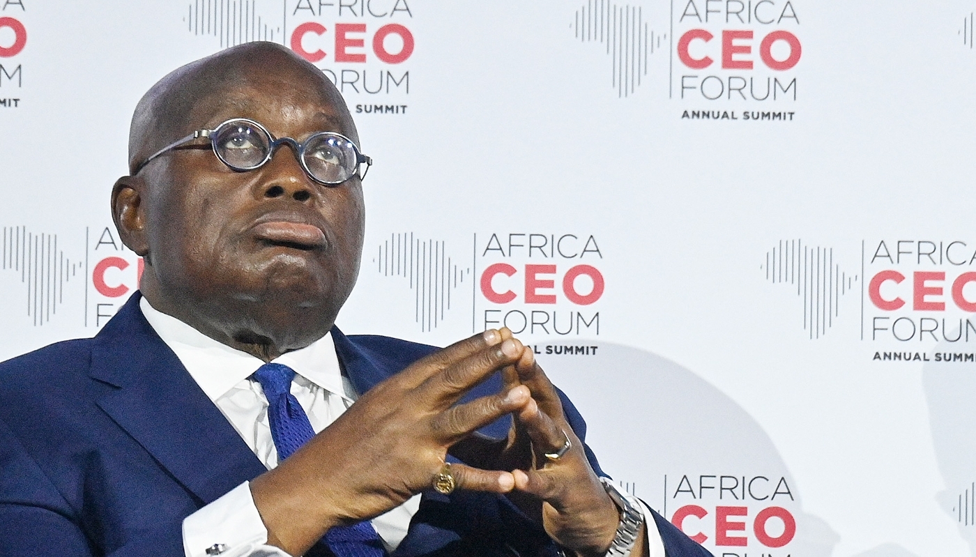 Ghana's President Nana Akufo-Addo during a session at the Africa CEO Forum in Abidjan on 13 June 2022.