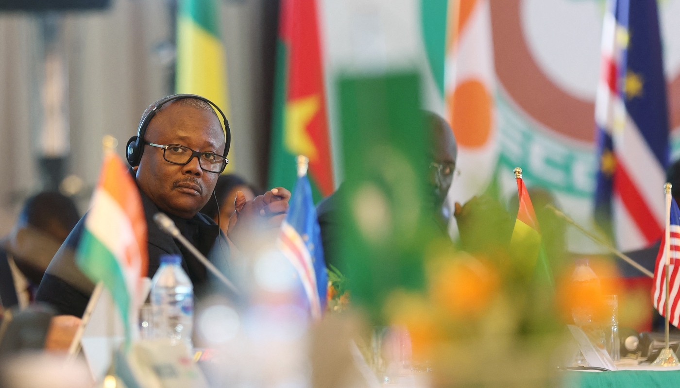 Guinea-Bissau President Umaro Sissoco Embaló looks on during the 64th ECOWAS Head of States and Government ordinary session in Abuja, Nigeria, on December 10, 2023.