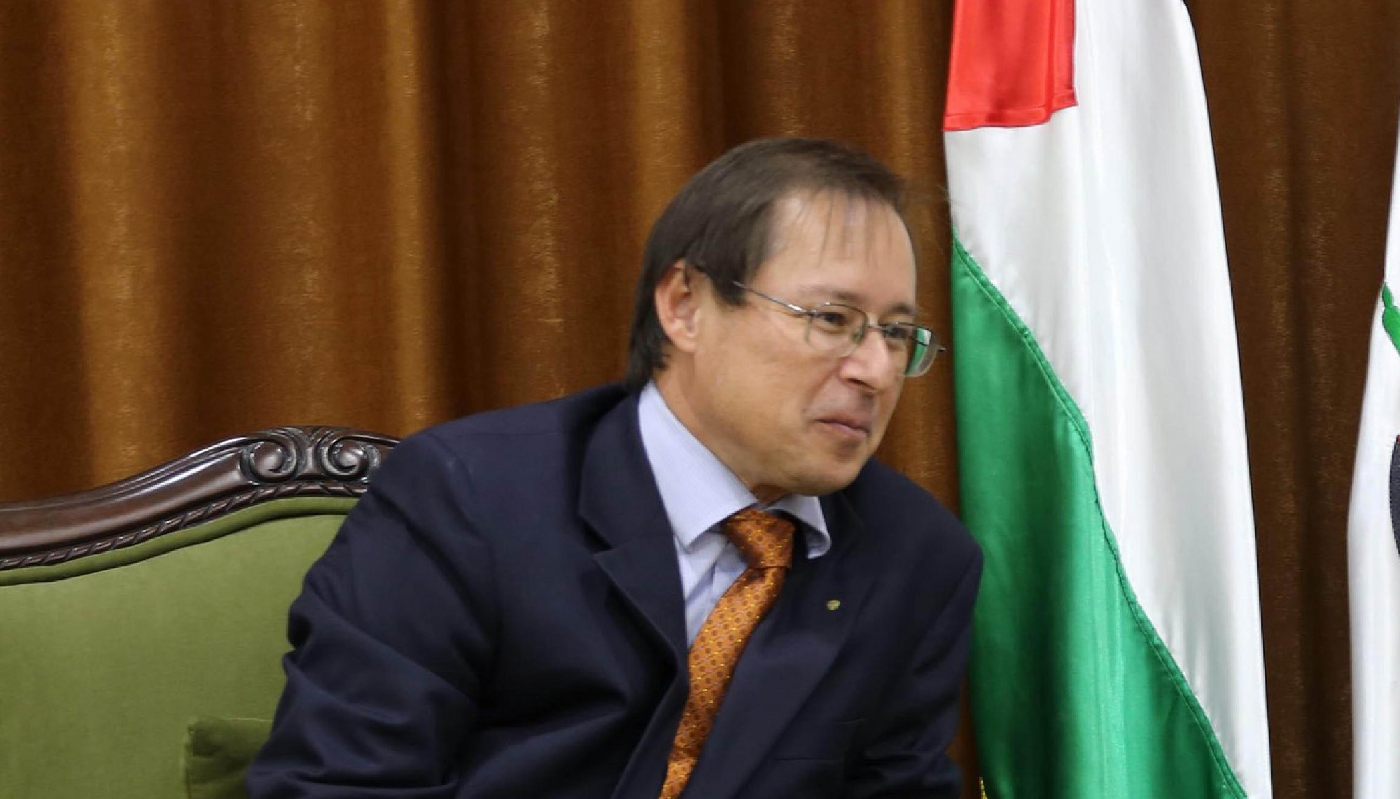 The Russian ambassador to Libya, Aydar Aganin, pictured in 2017 while he was ambassador in Ramallah.