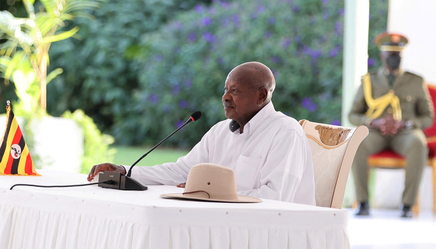 Ugandan president Yoweri Museveni in Entebbe, Uganda, 12 July 2023.