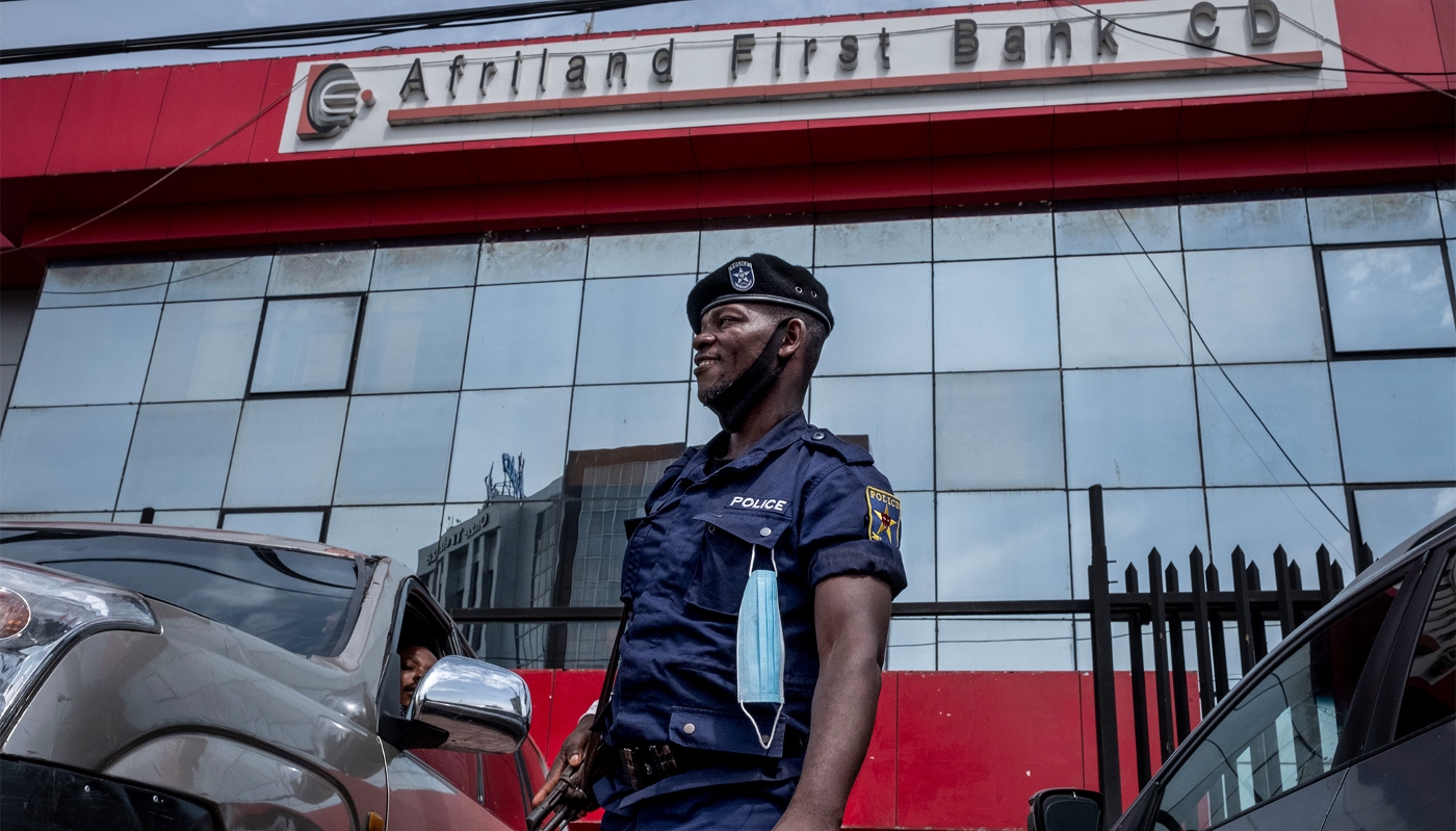 The head office of Afriland First Bank, in Kinshasa, in April 2021.